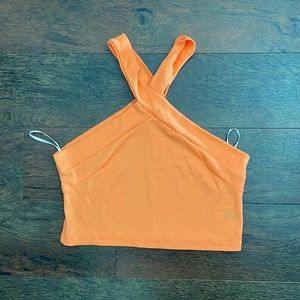 Orange Criss Cross Halter Crop Top